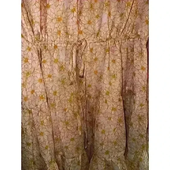 The‎ Impeccable Pig Long Sleeve Orange Tiered Lined Floral Dress Size Medium - Picture 2 of 5